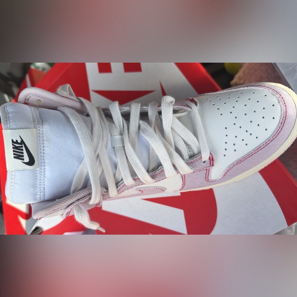 Nike White and Pink High-Top Sneakers - Picture 2 of 3
